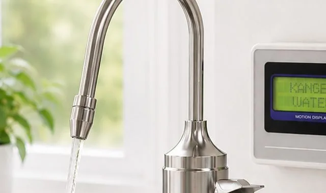 SD501U'nun özel musluğu, lavabo kontrol panelinin yanında su döküyor
